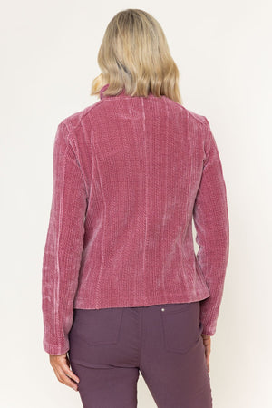 Carraig Donn Pink Velvet Textured Zip Pocket Jacket
