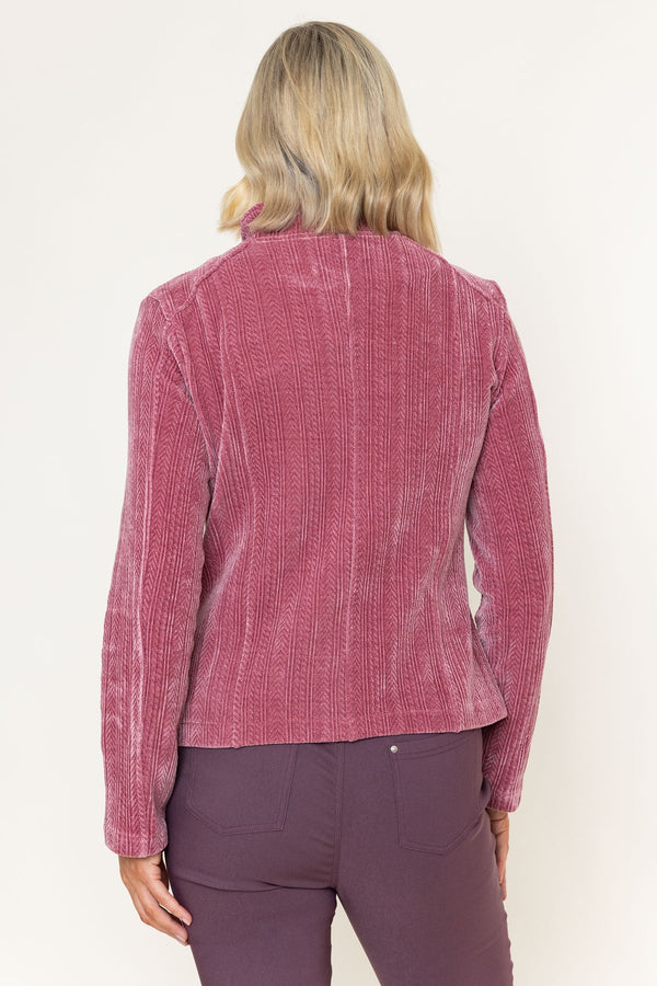 Carraig Donn Pink Velvet Textured Zip Pocket Jacket
