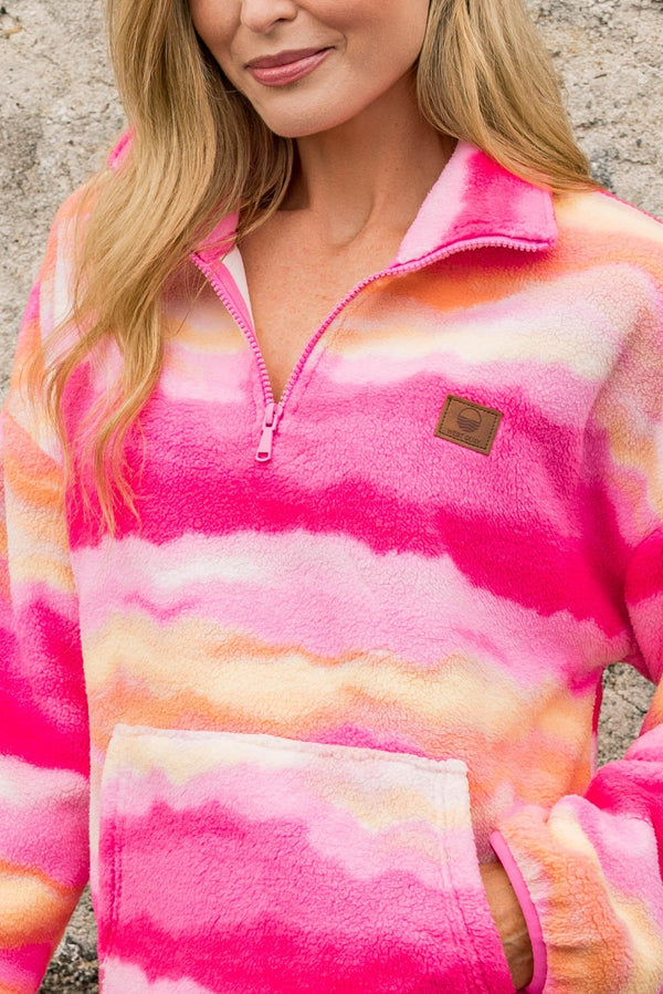 Carraig Donn Pink & Yellow Print Bonded Sherpa Fleece
