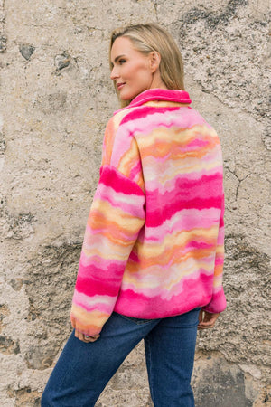 Carraig Donn Pink & Yellow Print Bonded Sherpa Fleece