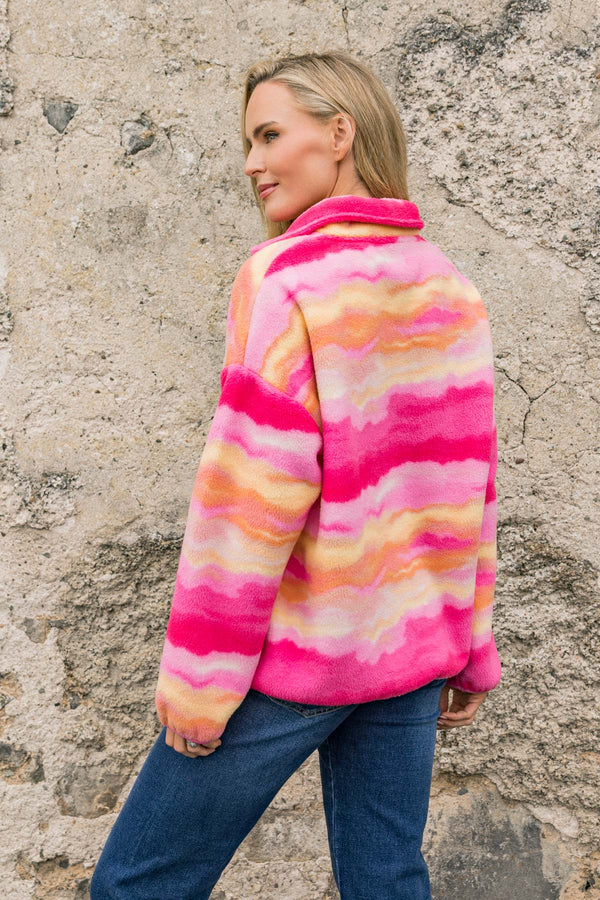 Carraig Donn Pink & Yellow Print Bonded Sherpa Fleece