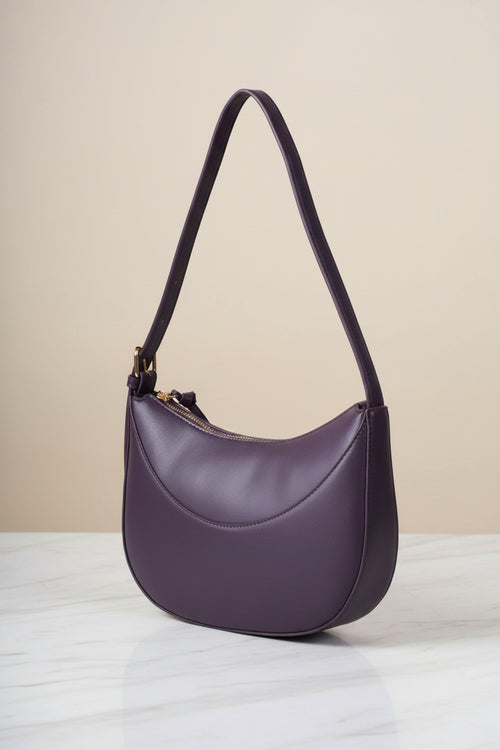 Dark Purple Scoop Top Shoulder Bag