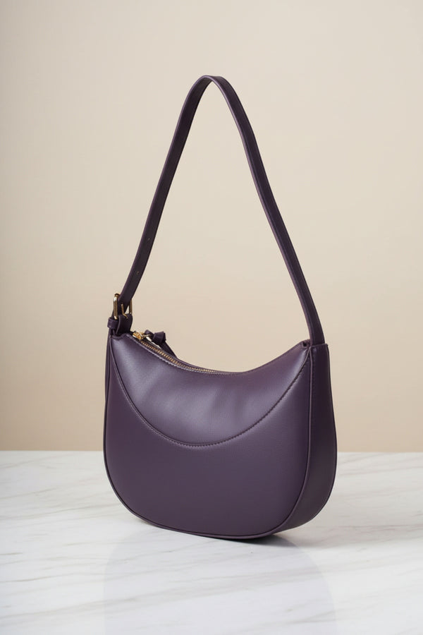 Dark Purple Scoop Top Shoulder Bag