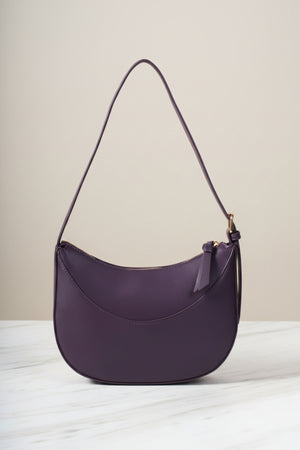 Dark Purple Scoop Top Shoulder Bag