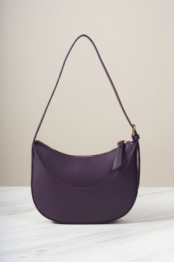 Dark Purple Scoop Top Shoulder Bag