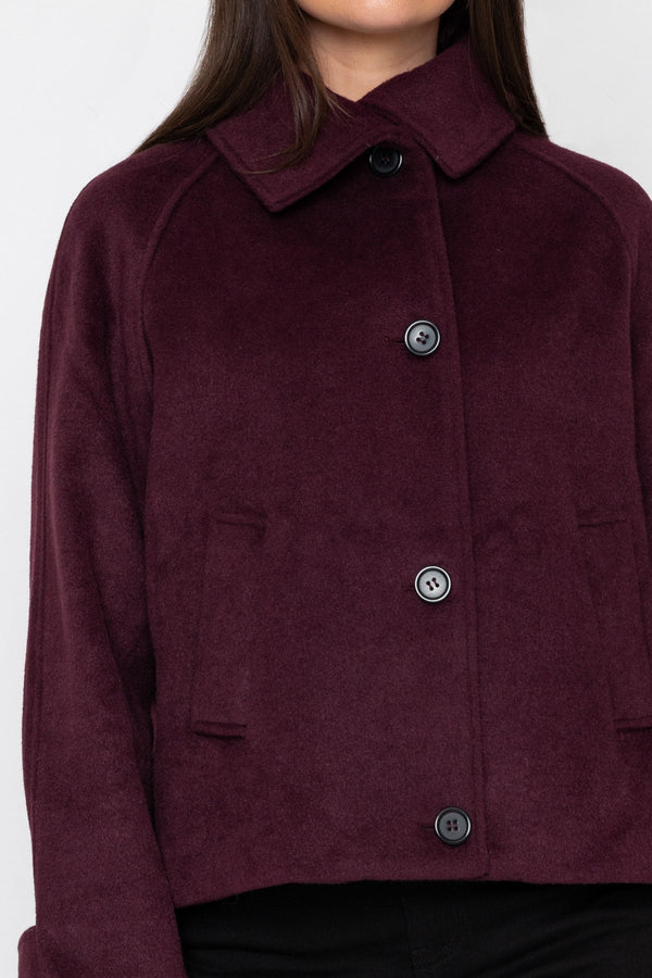 Carraig Donn Plum Funnel Neck Long Sleeve Short Coat