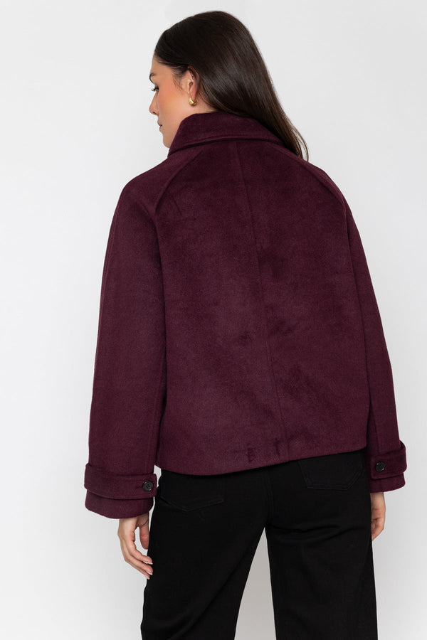 Carraig Donn Plum Funnel Neck Long Sleeve Short Coat