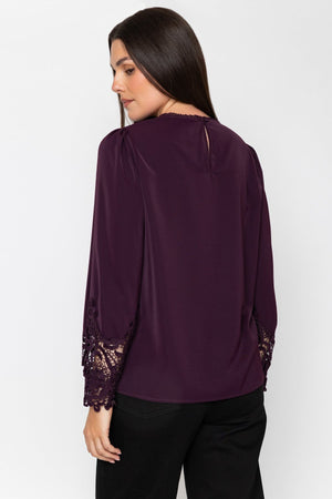 Carraig Donn Plum Lace Detail Long Sleeve Blouse