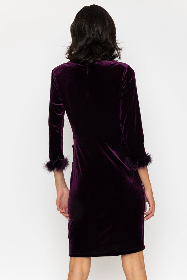 Carraig Donn Plum Purple Velvet Gathered Waist Dress
