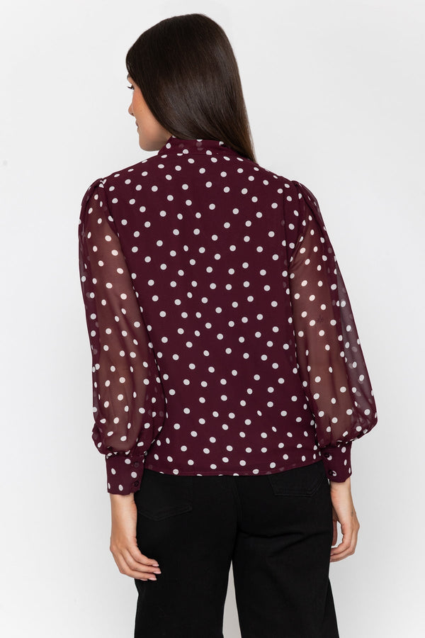 Carraig Donn Polka Dot Tie Neck Blouse