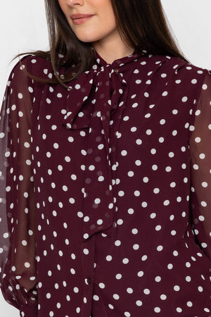 Carraig Donn Polka Dot Tie Neck Blouse
