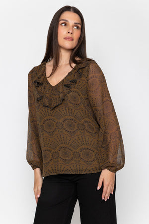 Carraig Donn Printed Blouse With Frill Collar