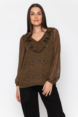 Carraig Donn Printed Blouse With Frill Collar