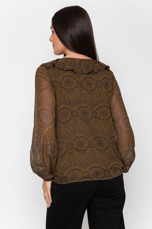 Carraig Donn Printed Blouse With Frill Collar