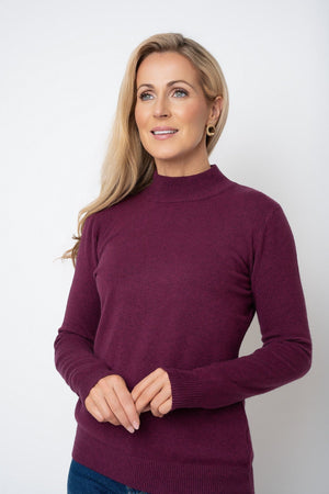 Carraig Donn Prune Cashmere Blend Turtleneck Knit Jumper