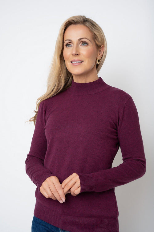 Carraig Donn Prune Cashmere Blend Turtleneck Knit Jumper