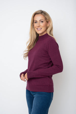 Carraig Donn Prune Cashmere Blend Turtleneck Knit Jumper