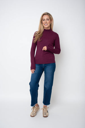 Carraig Donn Prune Cashmere Blend Turtleneck Knit Jumper