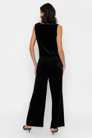 Carraig Donn Pull On Wide Leg Velvet Trousers Black