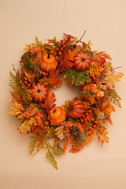 Orange Halloween Pumpkin H55cm Decorative Wreath