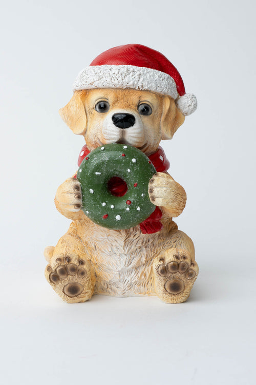 Dog Holding Donut Christmas Decoration
