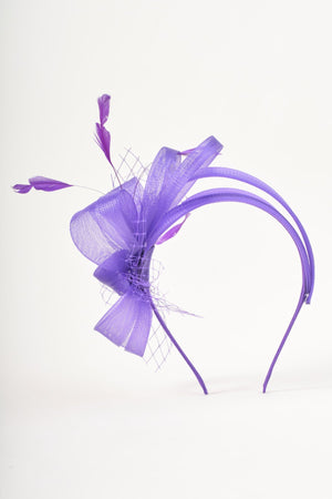 Carraig Donn Purple Bow & Feathers Fascinator Hairband