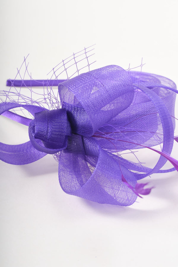 Carraig Donn Purple Bow & Feathers Fascinator Hairband
