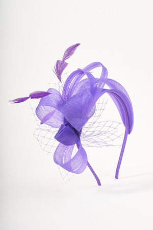 Carraig Donn Purple Bow & Feathers Fascinator Hairband