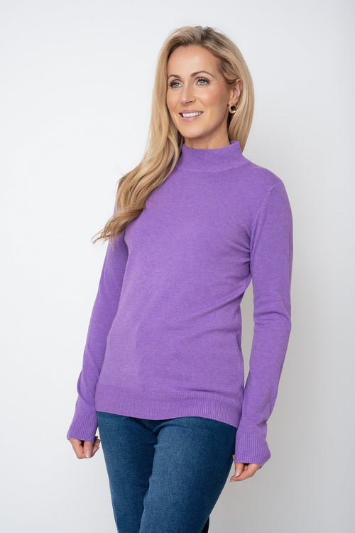 Purple Cashmere Blend Turtleneck Knit Jumper