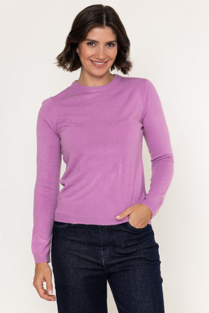 Carraig Donn Purple Knitted Crew Neck Long Sleeve Jumper