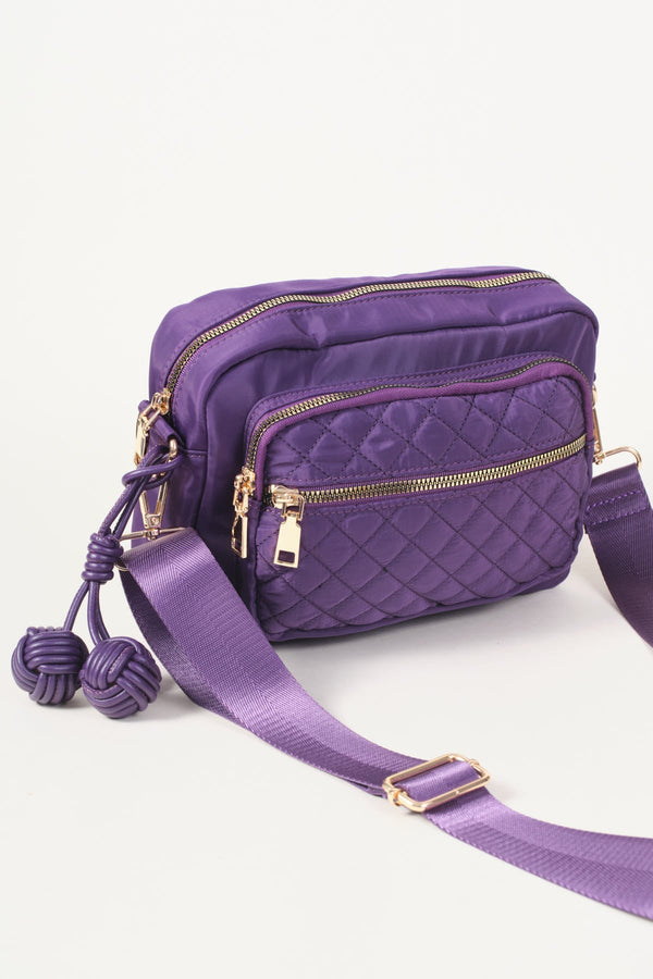 Carraig Donn Purple Nylon Quilted Charm Camera Bag