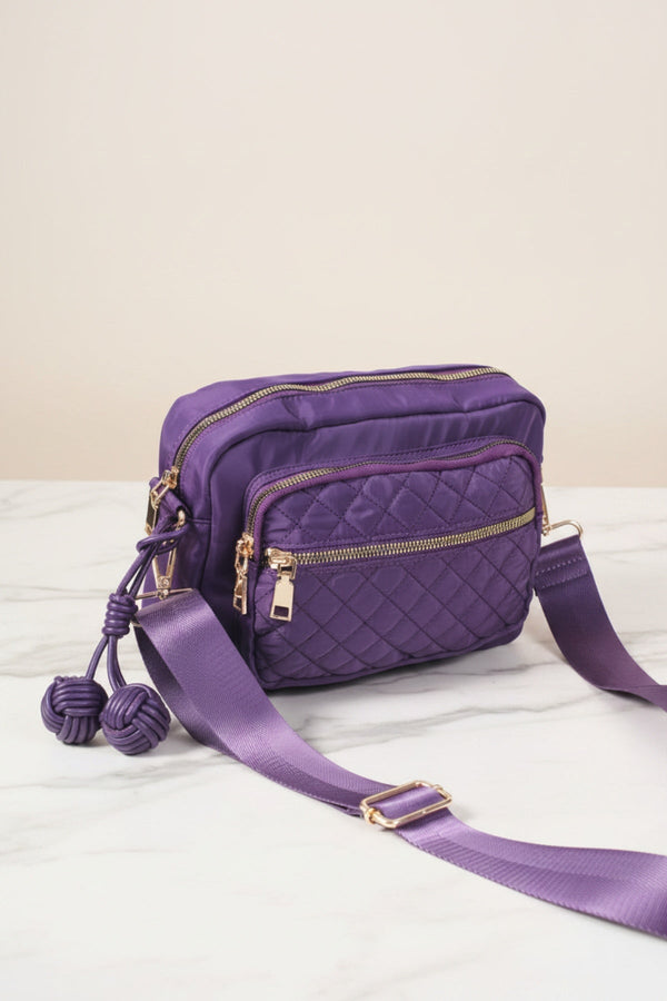 Carraig Donn Purple Nylon Quilted Charm Camera Bag