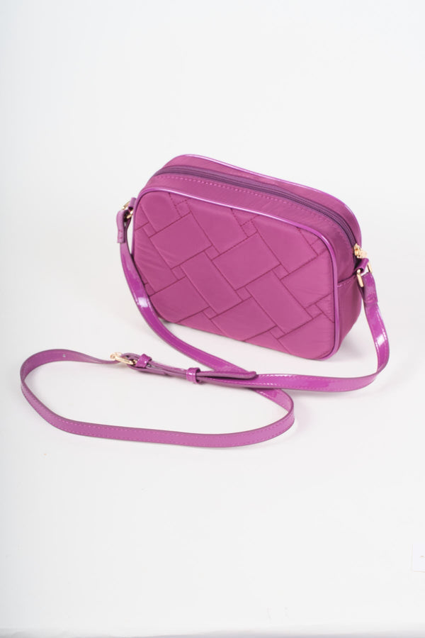 Carraig Donn Purple Nylon Quilted Snake Head Crossbody Bag