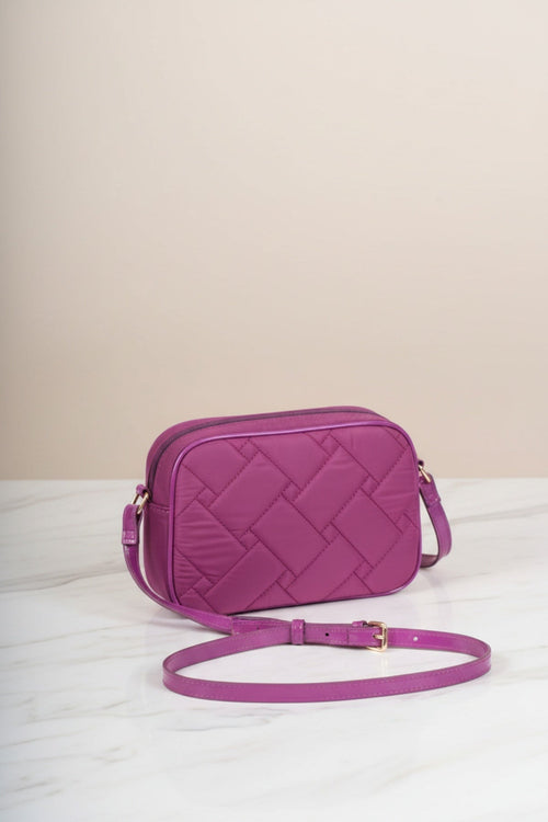 Carraig Donn Purple Nylon Quilted Snake Head Crossbody Bag