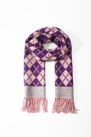 Carraig Donn Purple & Pink Argyle Print Scarf