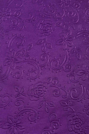 Carraig Donn Purple Silk Touch Floral Embossed Scarf