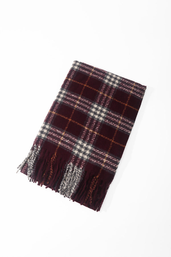 Carraig Donn Purple Tartan Print Scarf