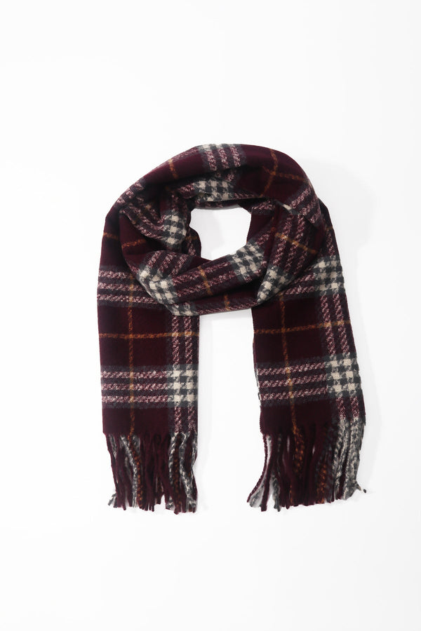 Carraig Donn Purple Tartan Print Scarf