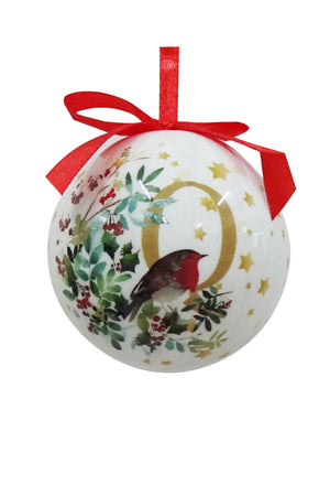 Carraig Donn Q Christmas Robin Alphabet Tree Bauble