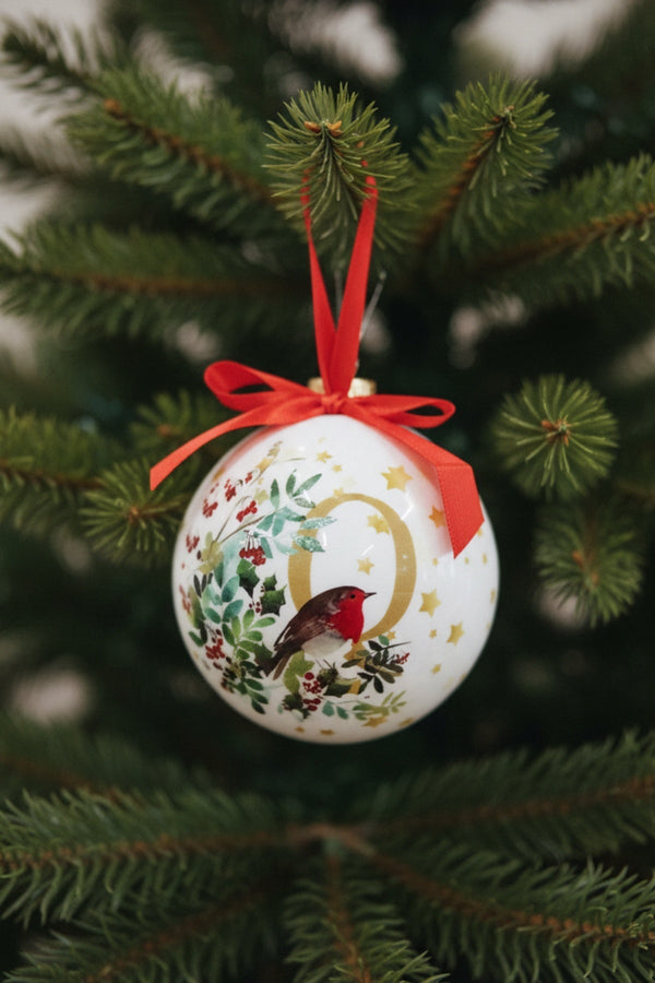 Carraig Donn Q Christmas Robin Alphabet Tree Bauble