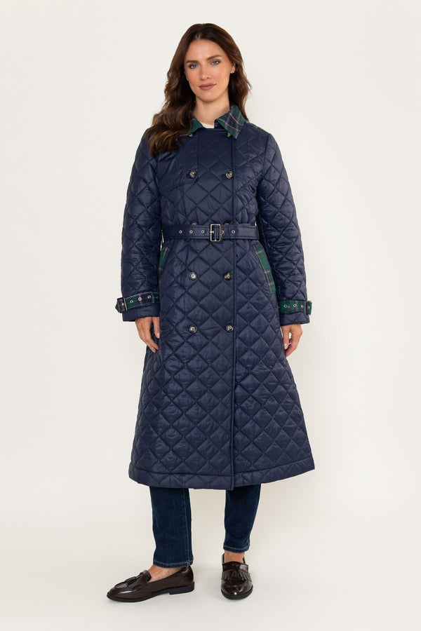 Carraig Donn Quilted Coat With Contrast Check