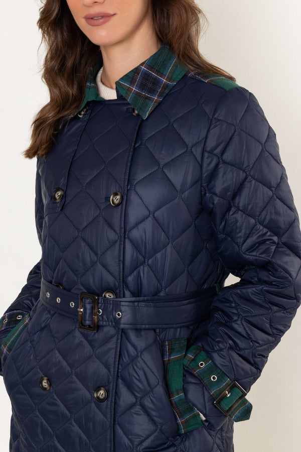 Carraig Donn Quilted Coat With Contrast Check
