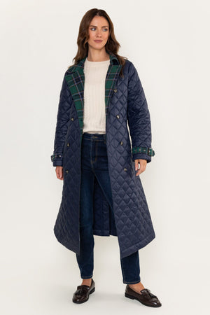Carraig Donn Quilted Coat With Contrast Check