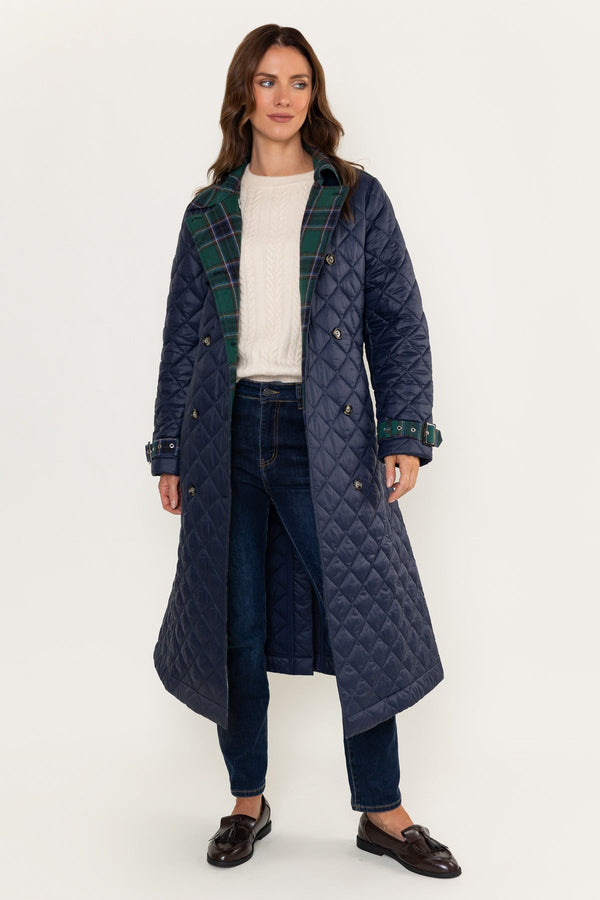 Carraig Donn Quilted Coat With Contrast Check