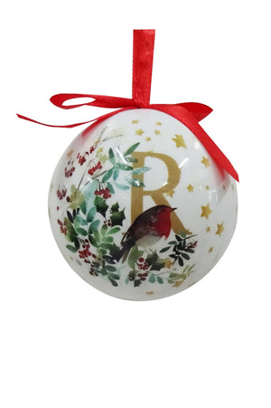 Carraig Donn R Christmas Robin Alphabet Tree Bauble