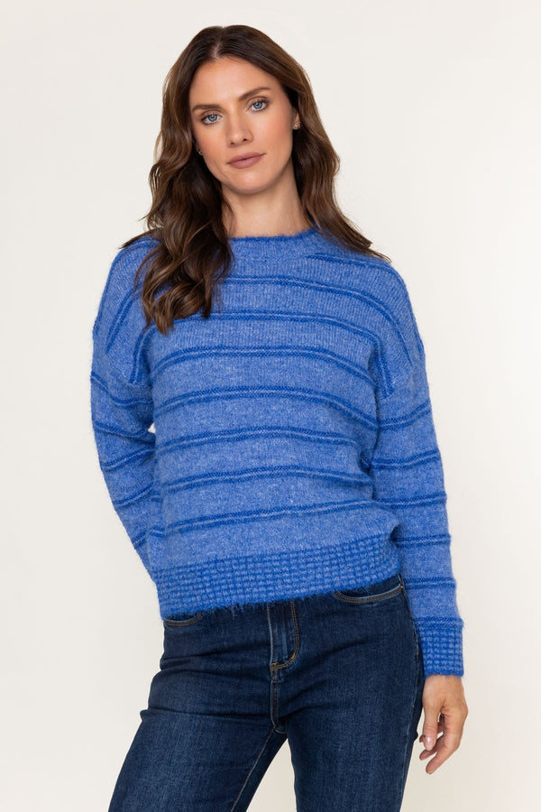 Carraig Donn Raised Stripe Jumper Blue