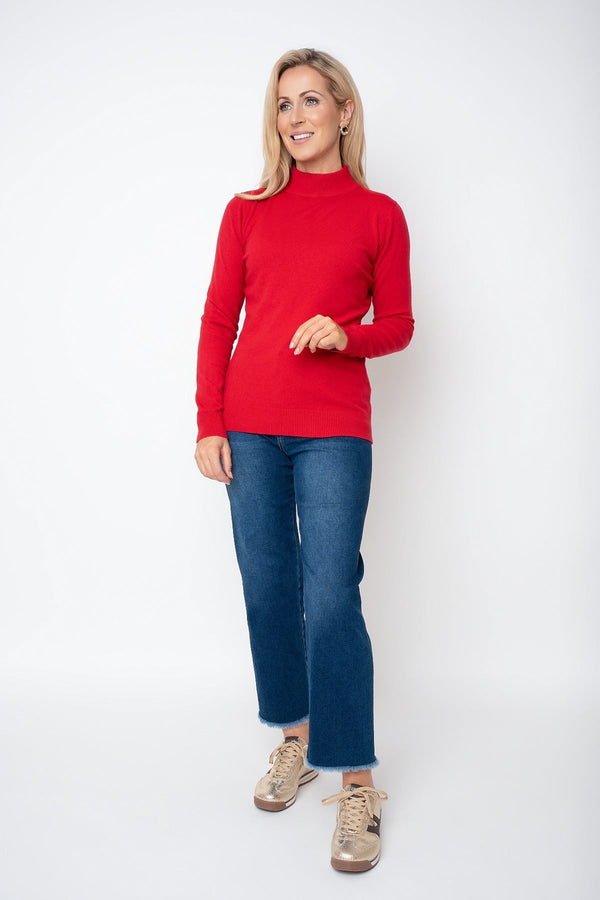 Carraig Donn Red Cashmere Blend Turtleneck Knit Jumper