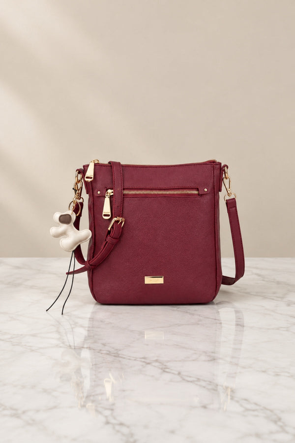 Carraig Donn Red Faux Leather Dog Bag Charm Crossbody Bag