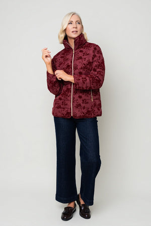 Carraig Donn Red Flocked High Neck Zip Jacket