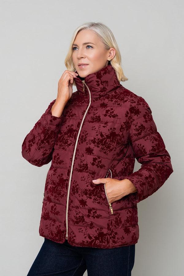 Carraig Donn Red Flocked High Neck Zip Jacket